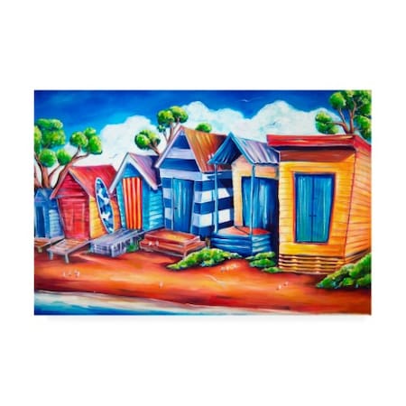 Deborah Broughton 'Tourist Beach Huts' Canvas Art,12x19